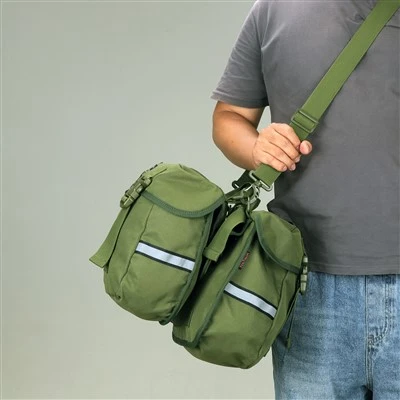 Green Canvas Bicycle Double Pannier Bag manufacturers